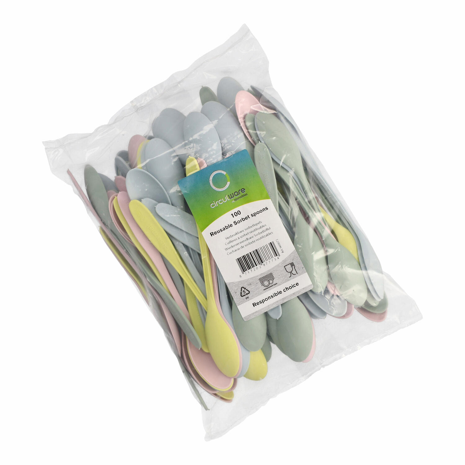 Sorbetl�ffel Mehrweg sp�lmaschinengeeignet stabil 17,5cm Pastelfarben, 100 Stk.