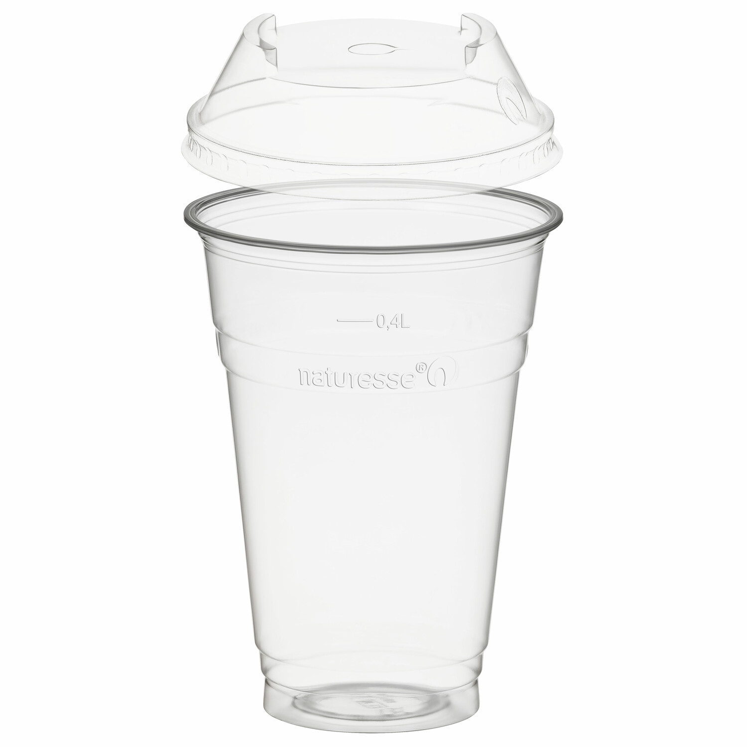 BIO Trinkbecher 400ml + Domdeckel stapelbar C-Loch 50 Stk.