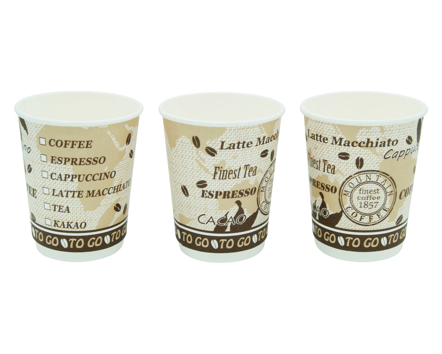 Premium Kaffeebecher Doppelwand, Coffee to go, beschichtet, 200 ml,  35 Stk.