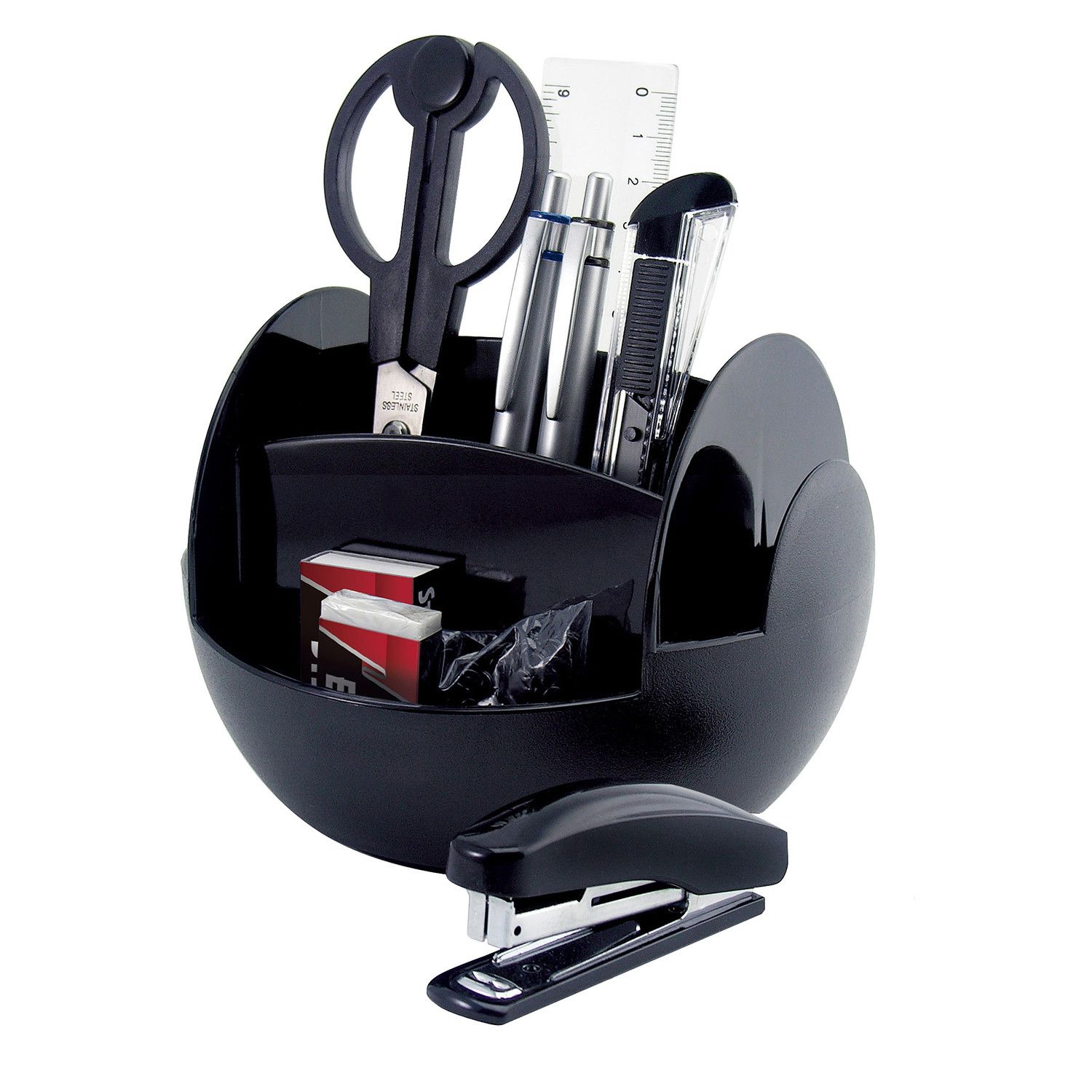 PAVO Premium rotierender Schreibtischorganizer,inkl. 9-teiligem Zubehr, schwarz