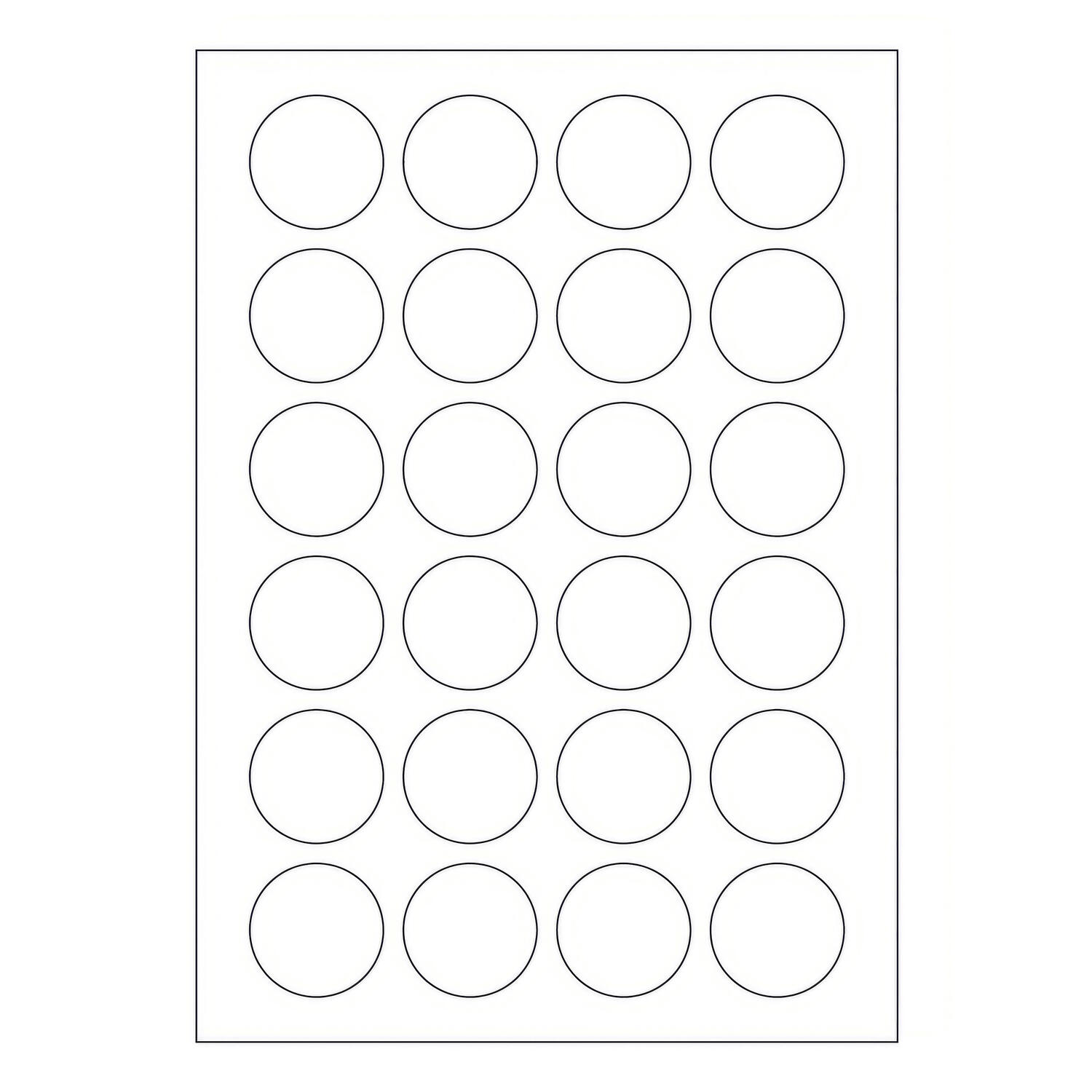 Etiketten Labels selbstklebend wei� rund Durchmesser: 40mm auf DIN A4, 2400 Stk.