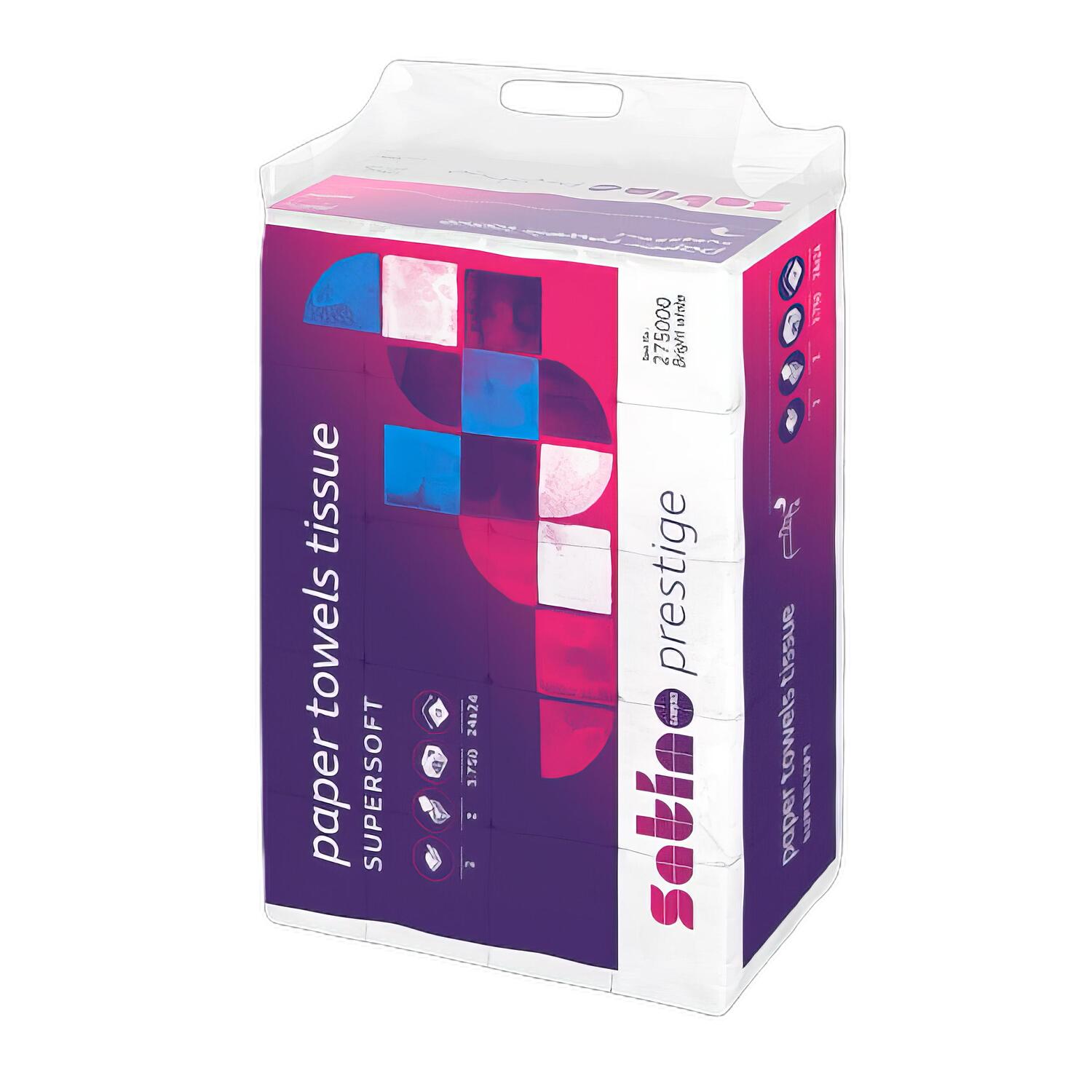 Satino prestige Falthandt�cher, System PT2, 24x24cm, 2-lagig 25 x 150 Stk = 3750 St�ck - Interfold, wei�