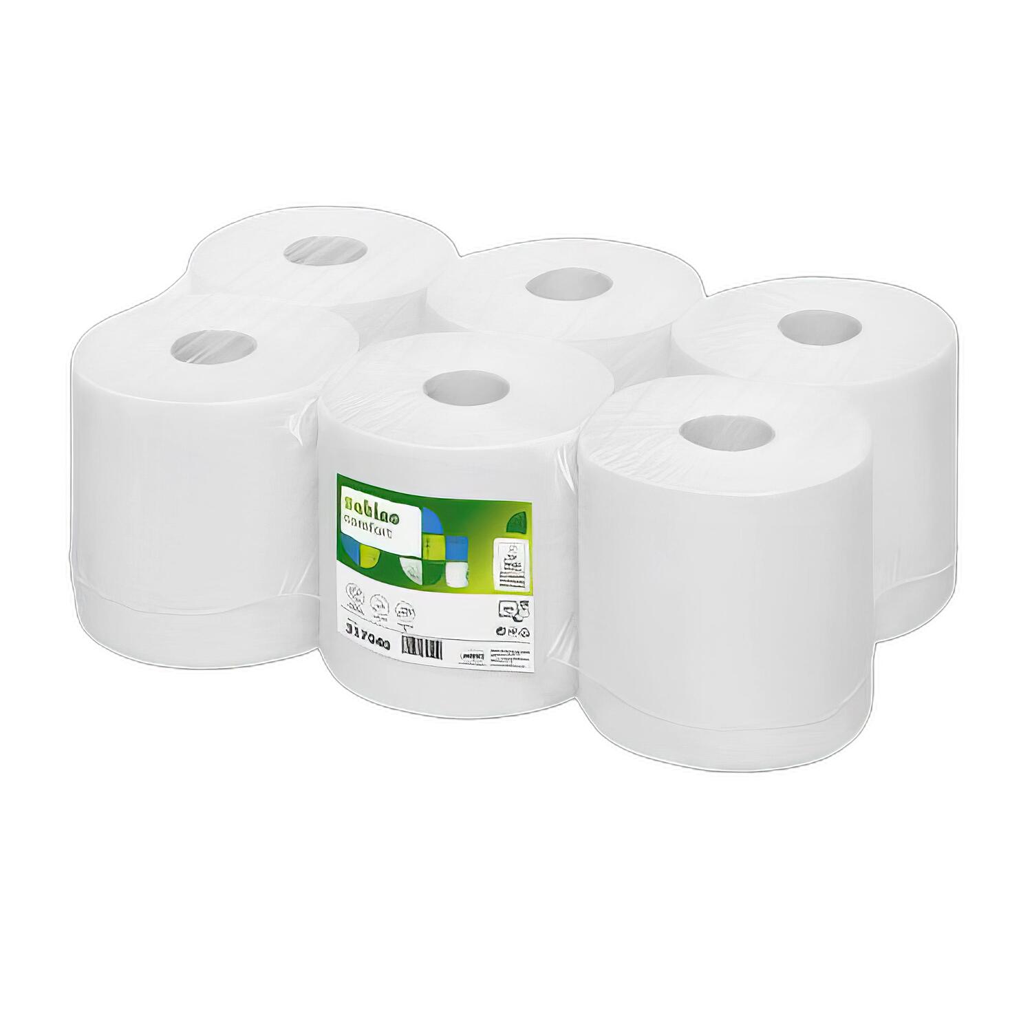 Satino Papierhandtuchrolle Innenabrollung Midi, System CF1, 1-lagig, 6 Rollen a 300 lfm, 20x35 cm perforiert