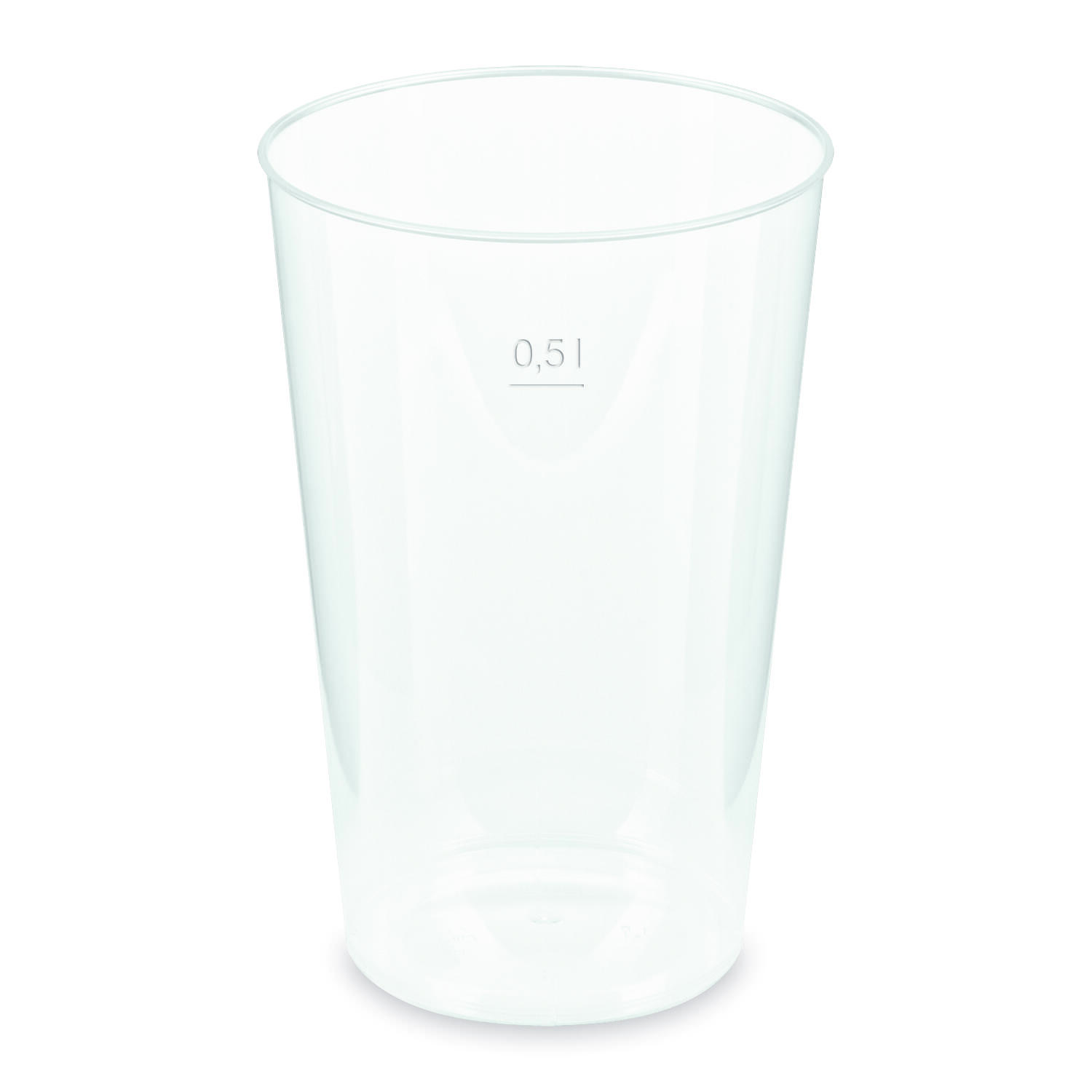 Mehrwegbecher Pfandbecher transparent PP Eichstrich 0,5 l � 9,1 cm,  30 Stk.