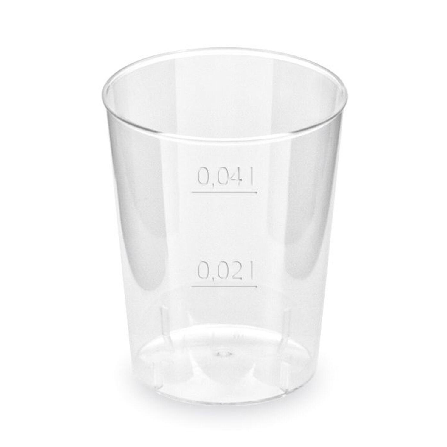 Schnapsbecher glasklar Shotglser Stamperl mit Eichstrich PS 2cl / 4cl, 10 Stk.