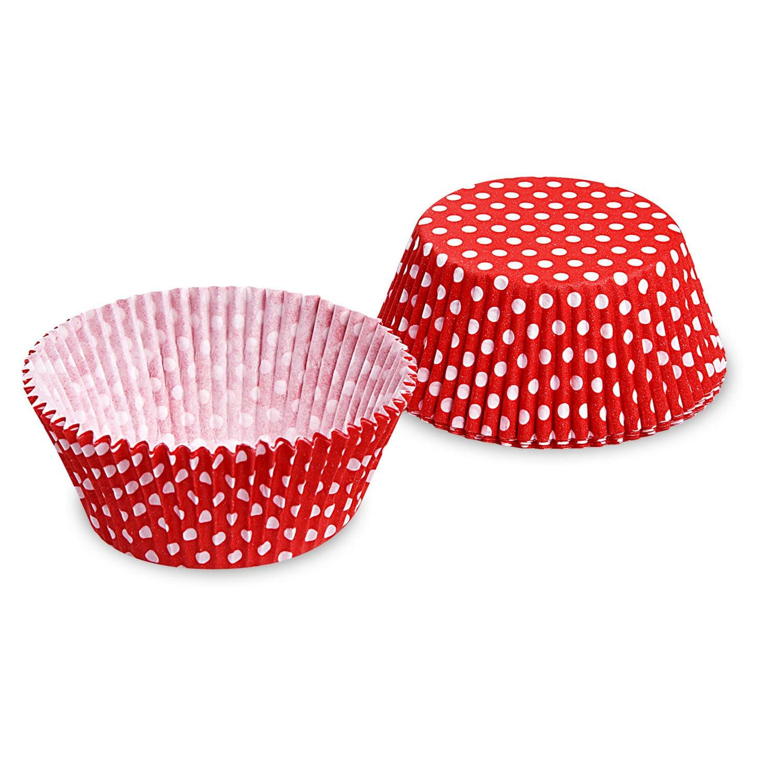 Muffinkapseln Geb�ckkapseln Rot mit wei�en Punkten � 50 x 30 mm, 40 Stk.