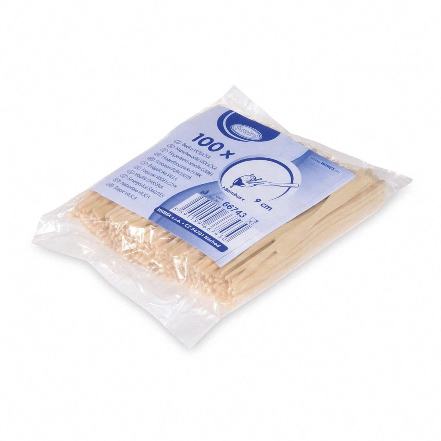 Fingerfood-Spie�e aus Bambus GABEL 90 mm, stabil und splitterfrei, 100 Stk.