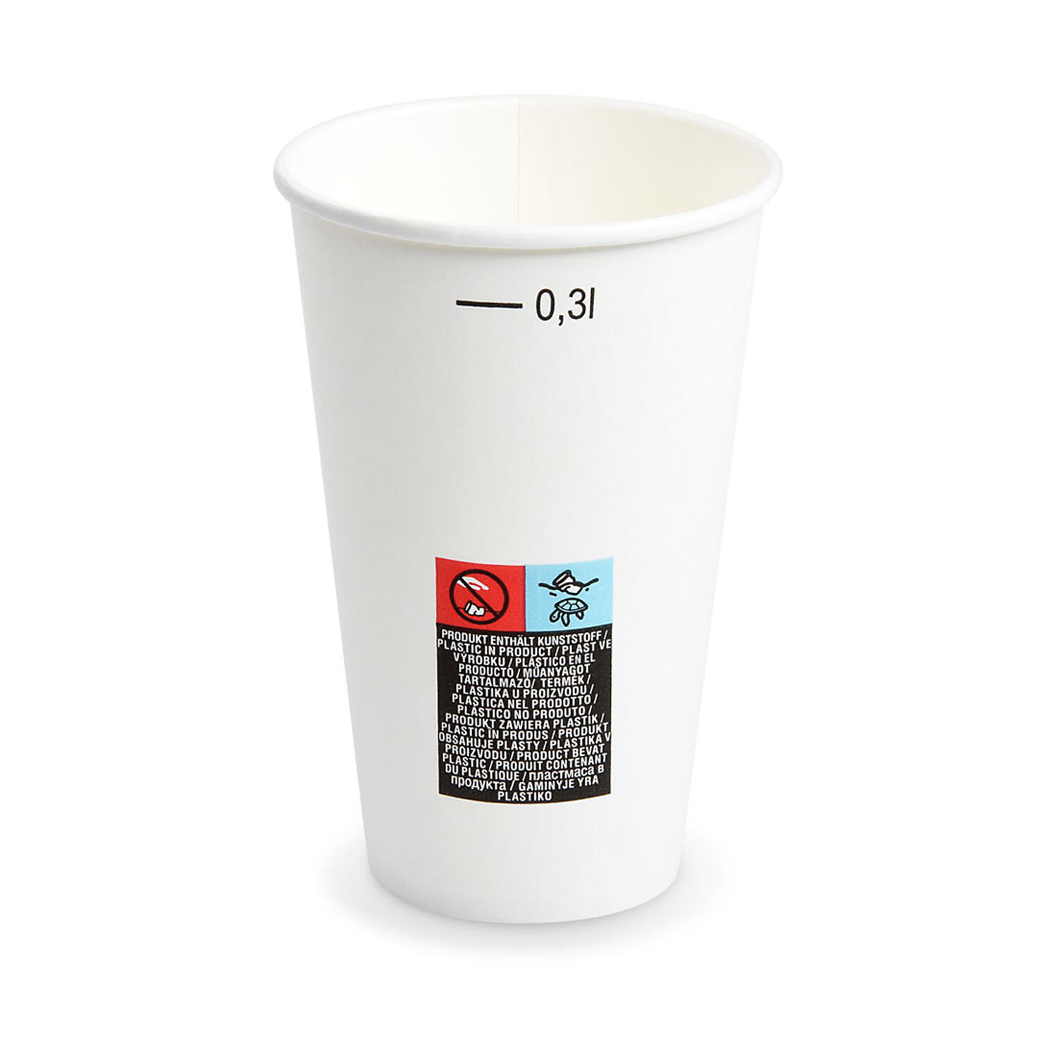 Hei�- und Kaltgetr�nkebecher Pappbecher FSC Mix/PE wei� 300ml Eichstrich  � 80mm, 50 Stk.