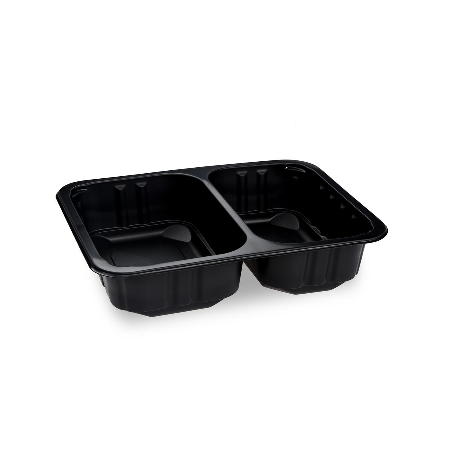 Siegelschalen Men�schalen 2- geteilt 22,7 x 17,8 x 5 cm schwarz 1300ml, 320 Stk.