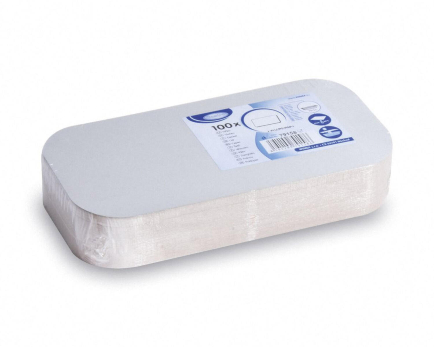 Deckel wei� f�r Aluschale Pasta Schale Grillschale mit 1500ml Volumen, 100 Stk.