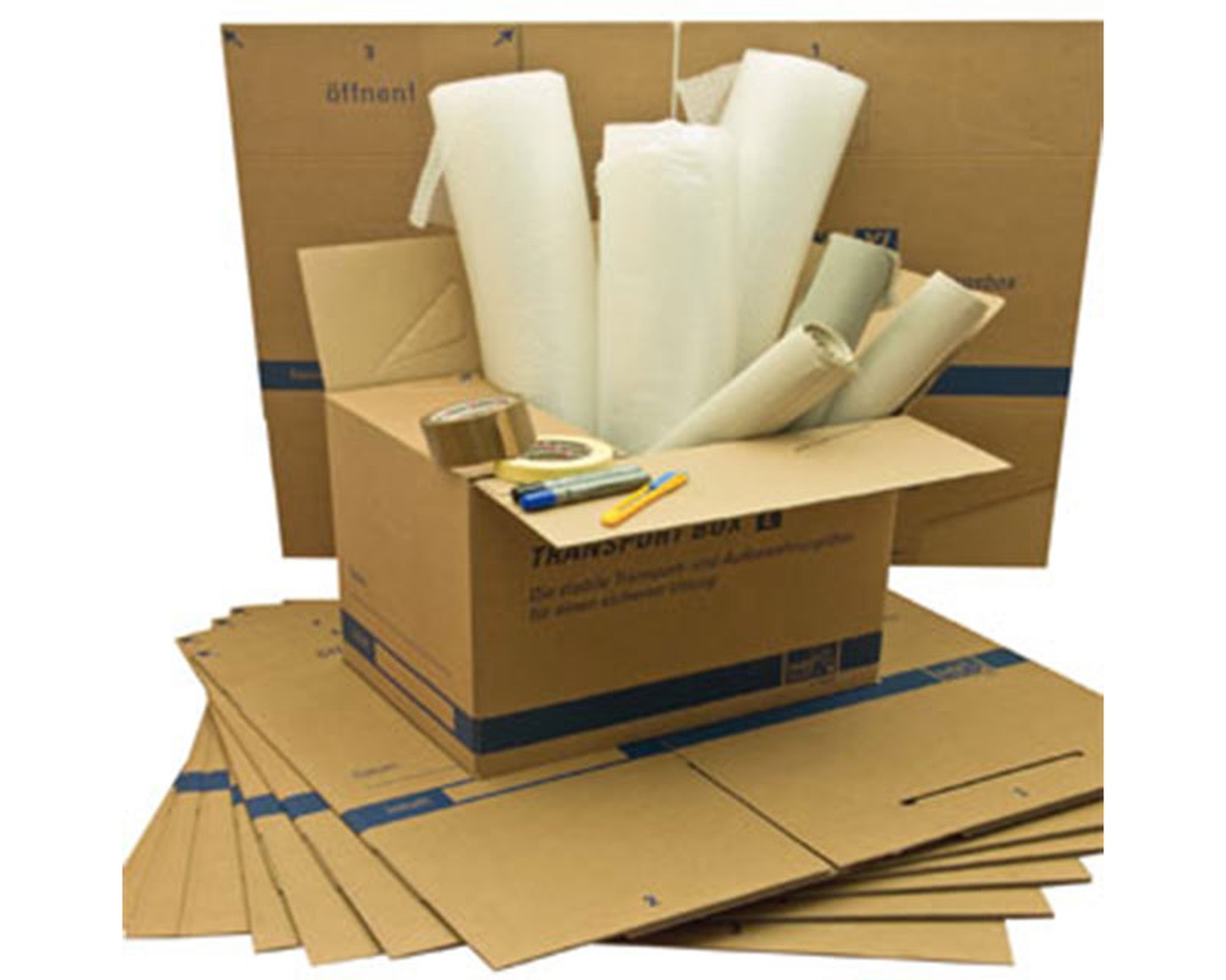 Umzugsset f�r 1-2 Zimmer - 24 Umzugskartons und viel n�tzliches Zubeh�r