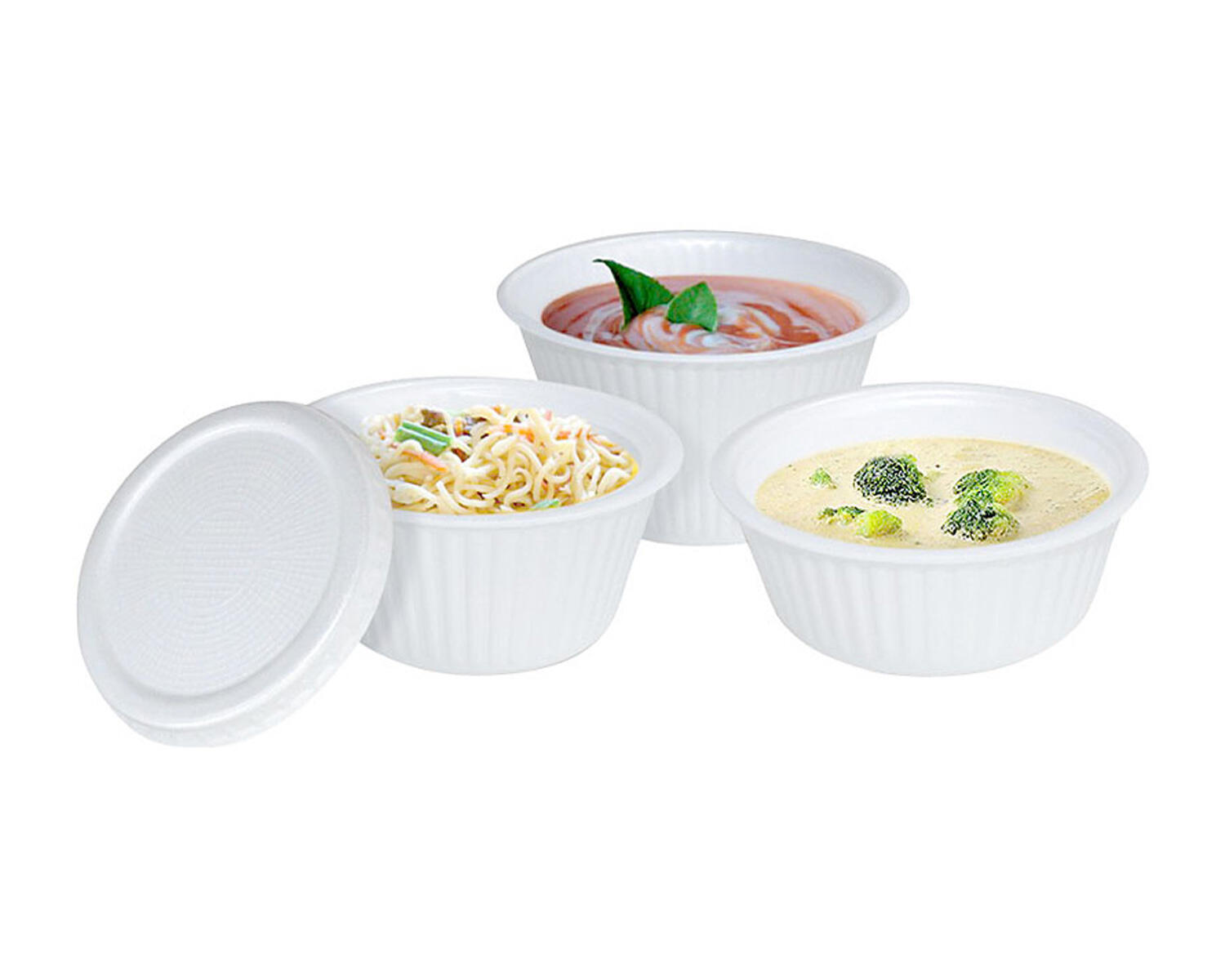 Thermodeckel geschumt fr runde XPS-Behlter mit 400 und 500ml Inhalt, 50 Stk.